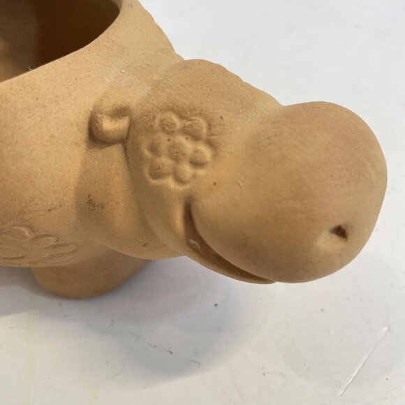 Vintage Ceramic Hippy Hippo Planter with Floral Embossed Design - Picture 9 of 13